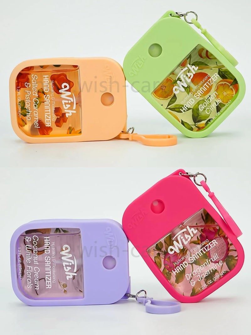 Wish Hand Sanitizer Spary Travel Size Spray 4-Piece 1.2 FL OZ (35ML) Each, Salted caramel, Coconut Cream, Dragonfruit, Golden Citrux, Hydrating and Moisturizing,(4 pack) - Image 2